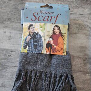 NEW Dark Gray Winter Scarf 100% Polyester 13in x 72 in Unisex All Ages